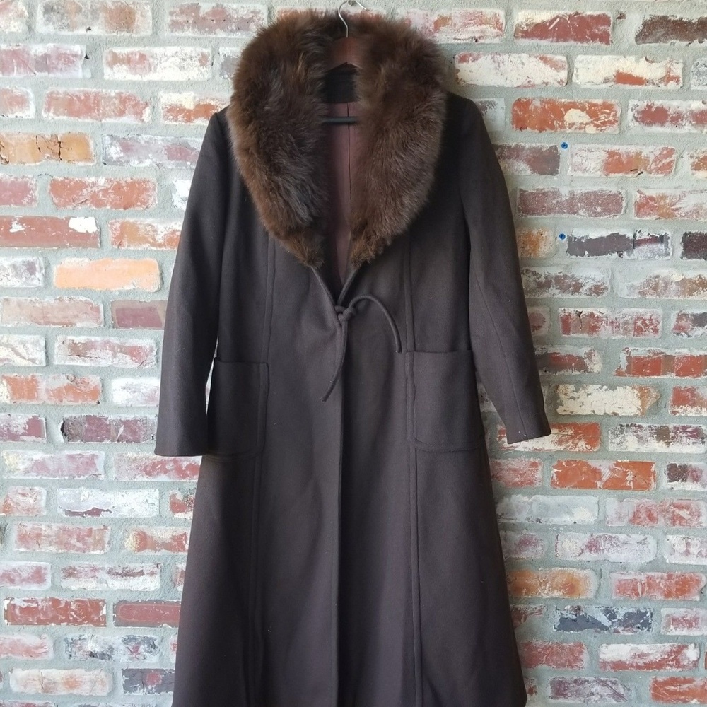 VTG Natalie Green Full Length Jacket Coat 100 Wool